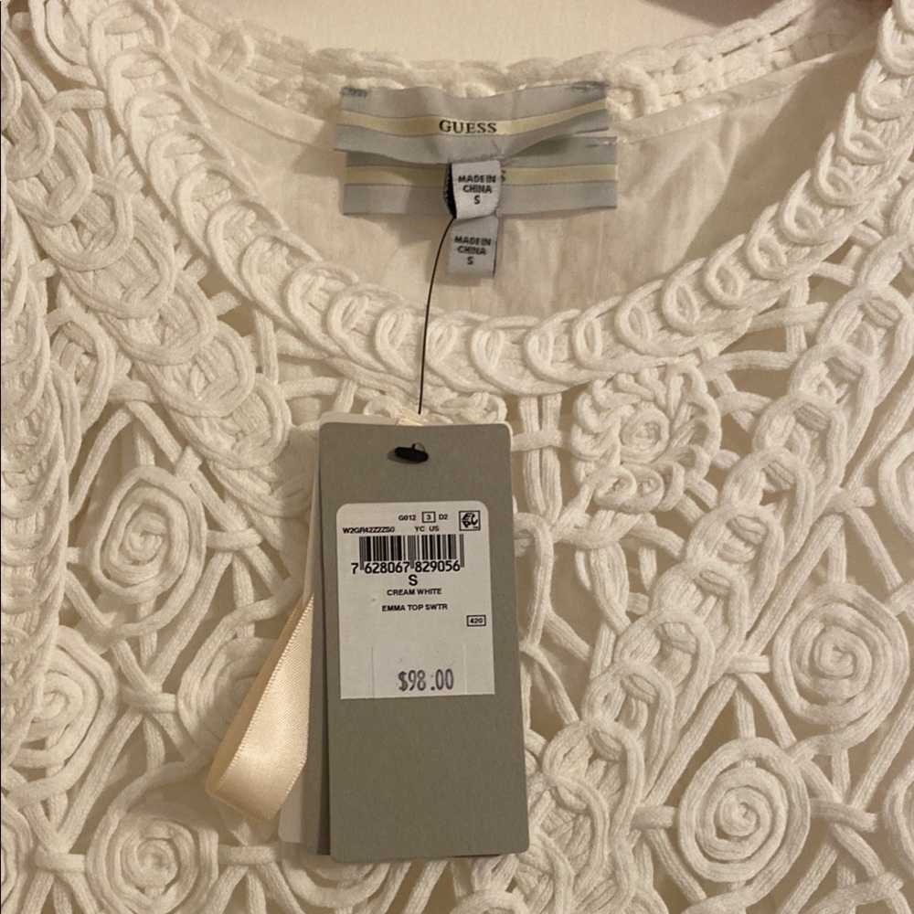 Guess White Crochet Tank Top - Picture 2 of 4